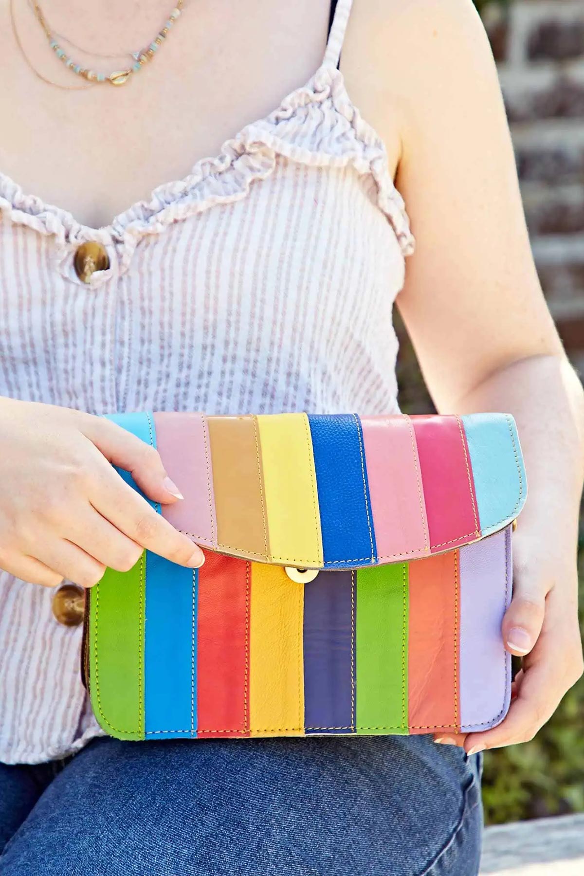 Paper High Nargis Rainbow Stripe Crossbody Bag