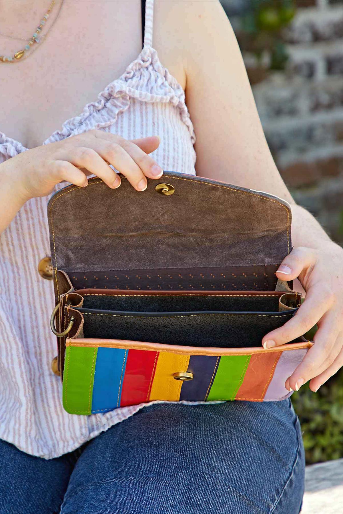 Paper High Nargis Rainbow Stripe Crossbody Bag