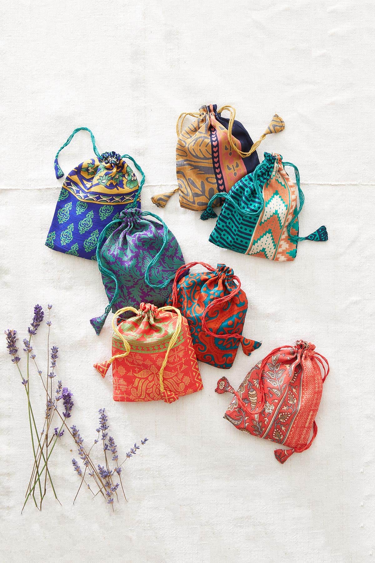 Auraque Nirmala Recycled Sari Fabric Refillable Lavender Bag