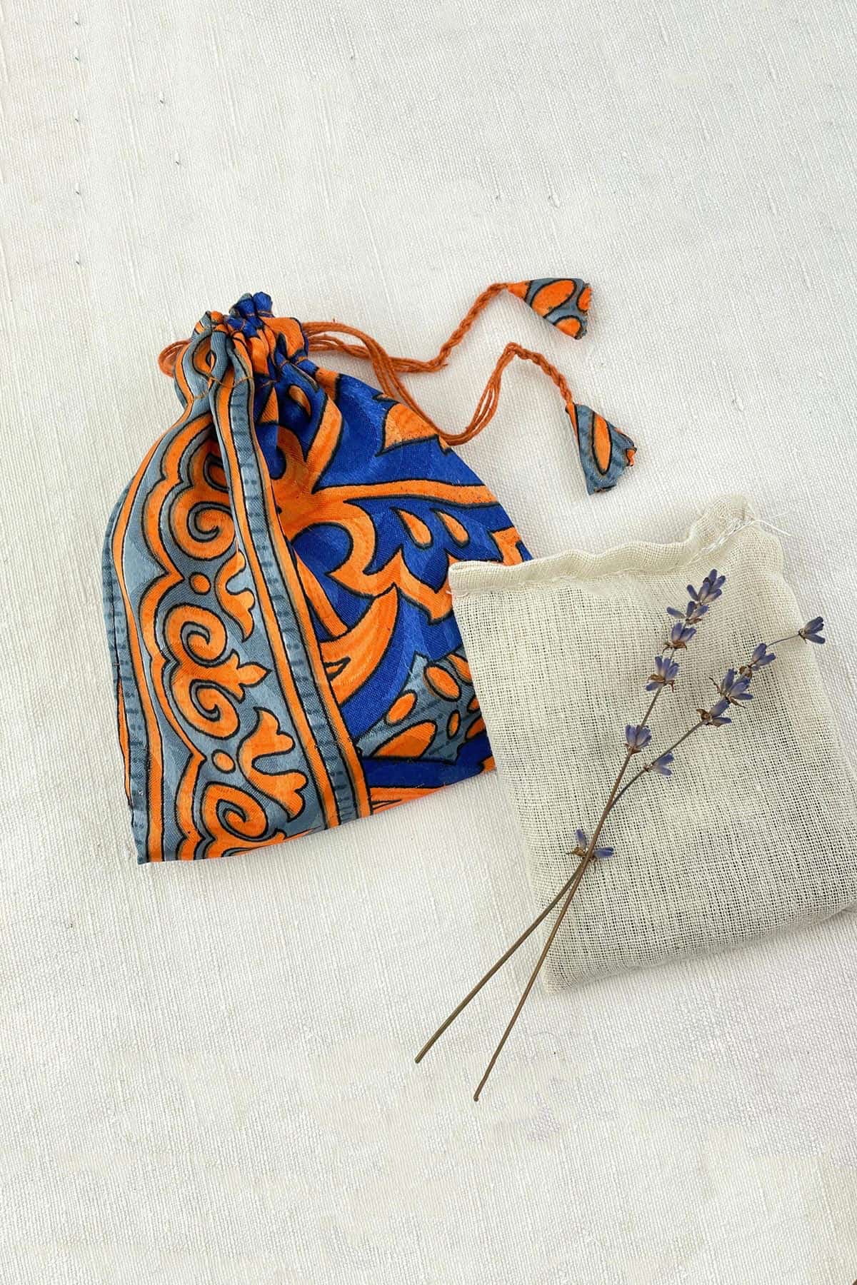 Auraque Nirmala Recycled Sari Fabric Refillable Lavender Bag
