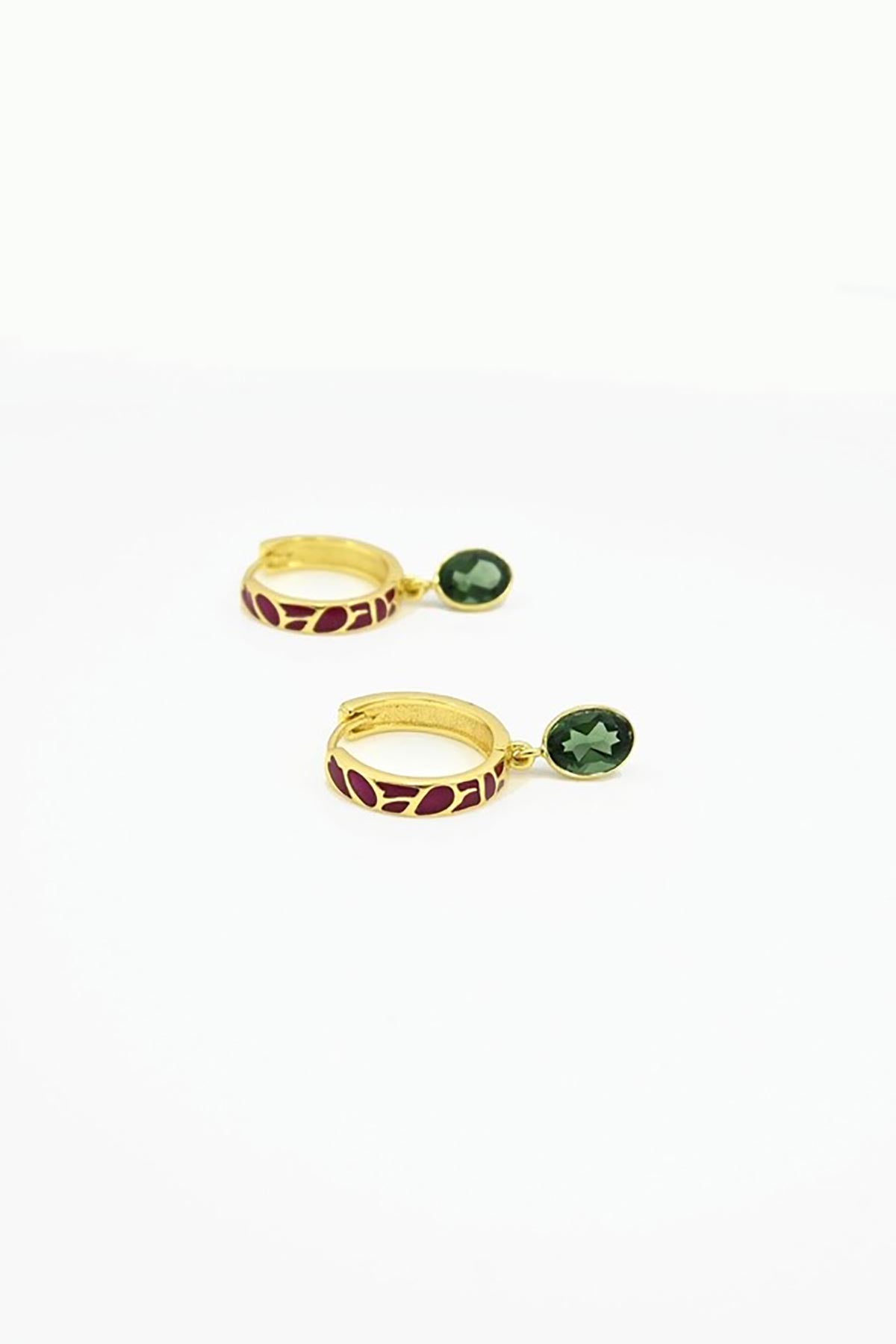 Noyre Berlin Aya Enamel Earring - Green Tourmaline