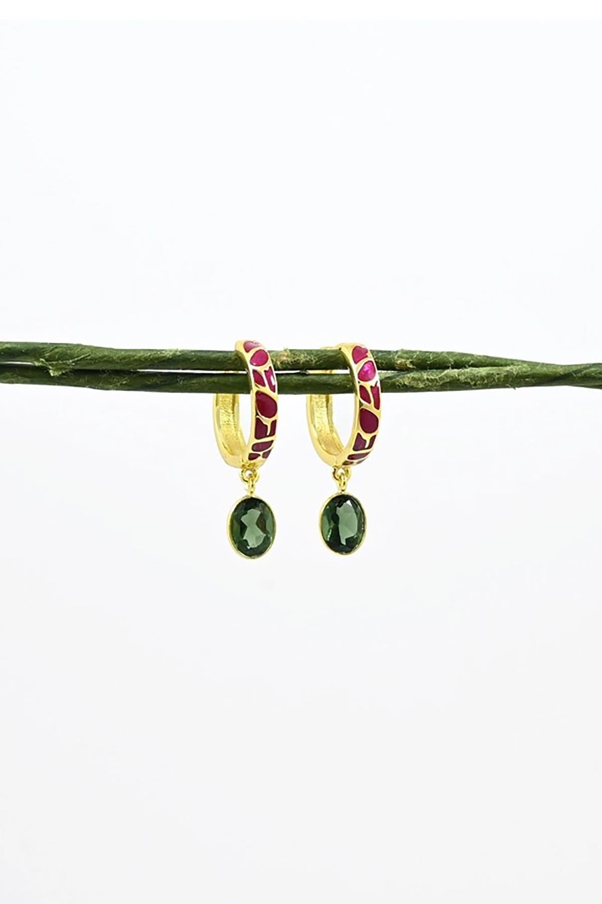 Noyre Berlin Aya Enamel Earring - Green Tourmaline