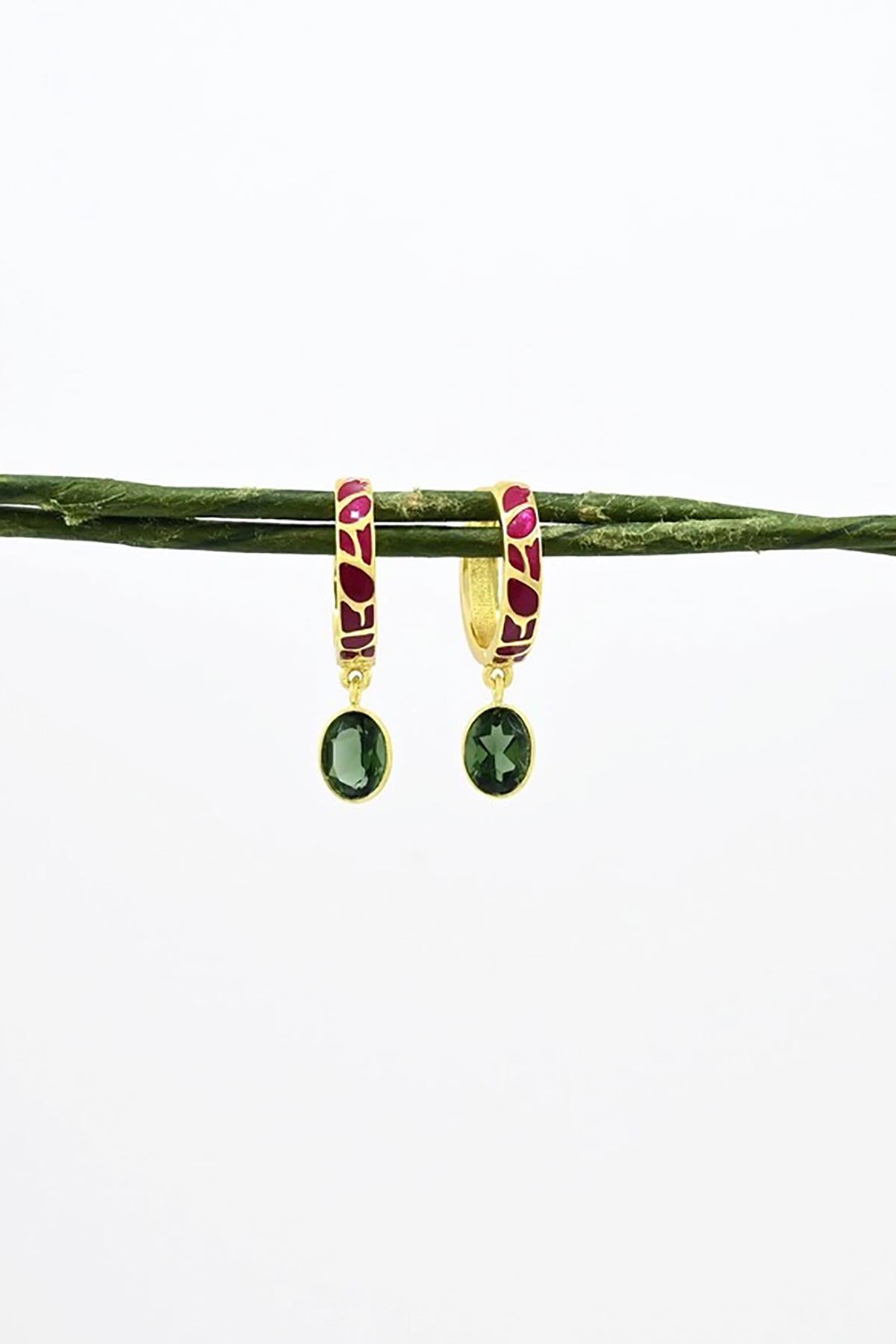 Noyre Berlin Aya Enamel Earring - Green Tourmaline