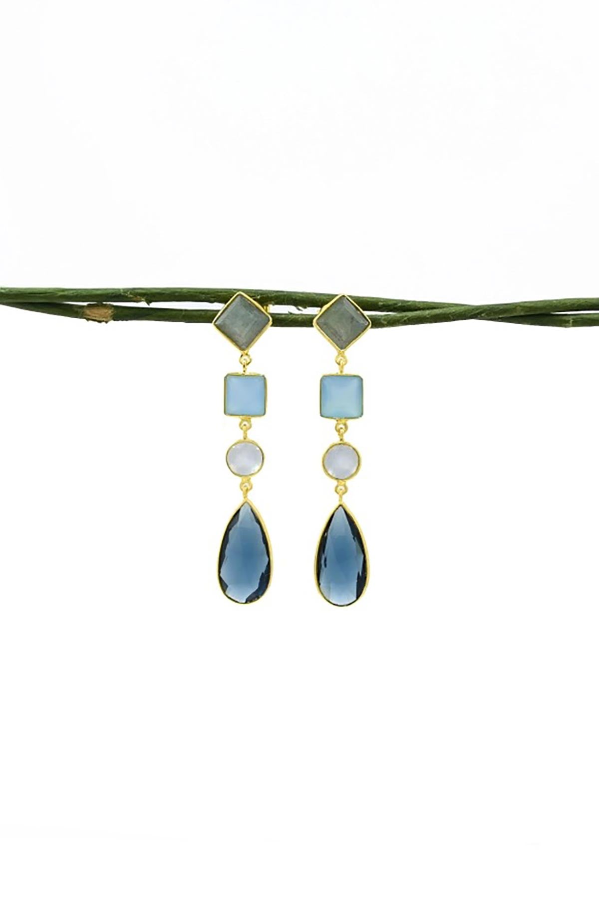 Noyre Berlin Hazel Earring | Blue Iolite Blue Chalcedony Purple Jade & Labradorite