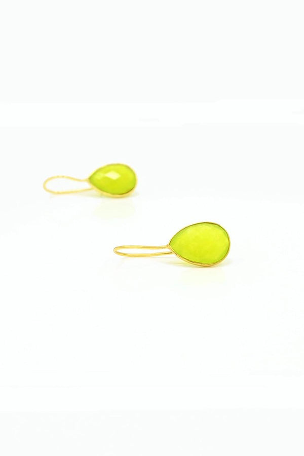 Noyre Berlin Teardrop Gemstone Earring - Neon Green Jade