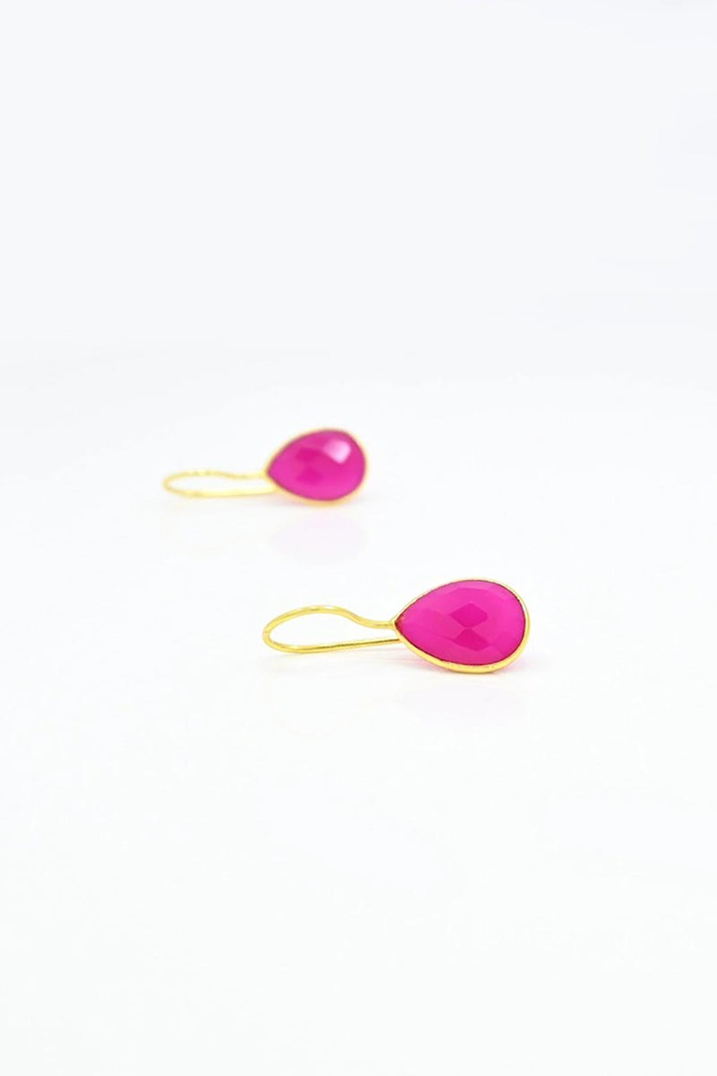 Noyre Berlin Teardrop Gemstone Earring - Pink Fuchsia Onyx