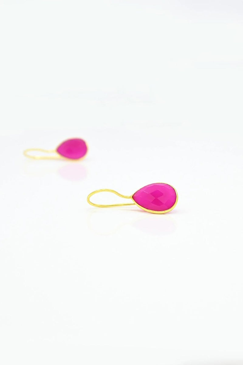 Noyre Berlin Teardrop Gemstone Earring - Pink Fuchsia Onyx