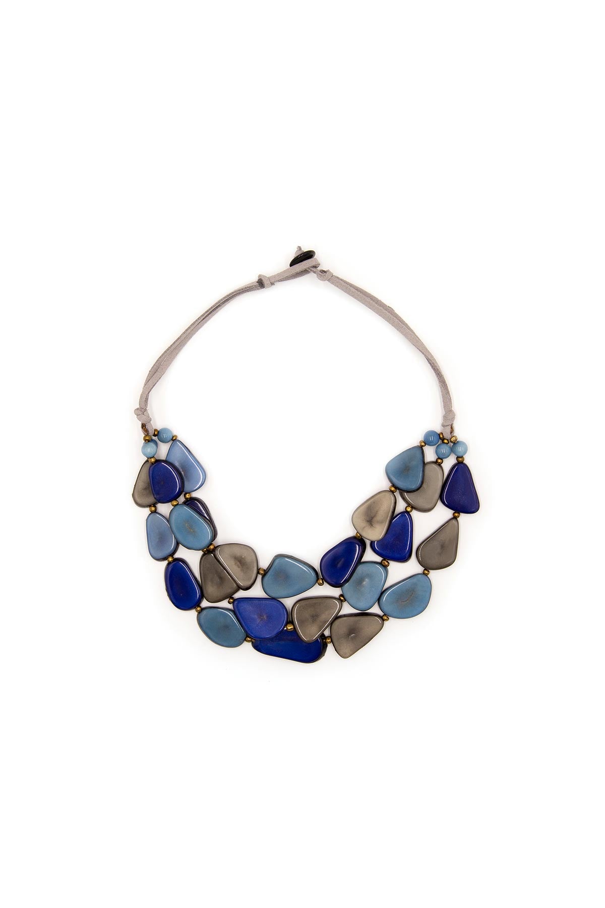 Organic Tagua Alma Necklace - Blue Tones