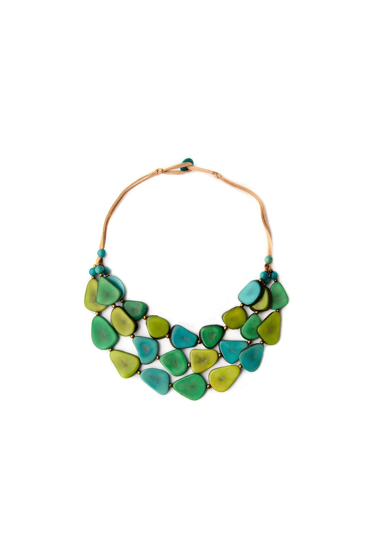 Organic Tagua Alma Necklace - Green Tones