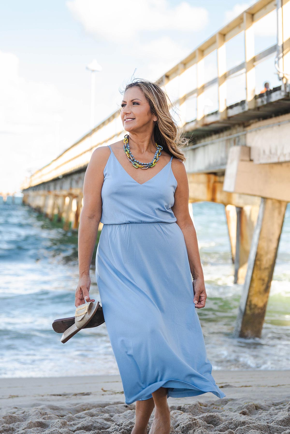 Organic Tagua Amaranta Necklace - Biscayne Bay Blue