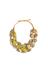 Organic Tagua Brittany Necklace - Lime Charcoal Tones