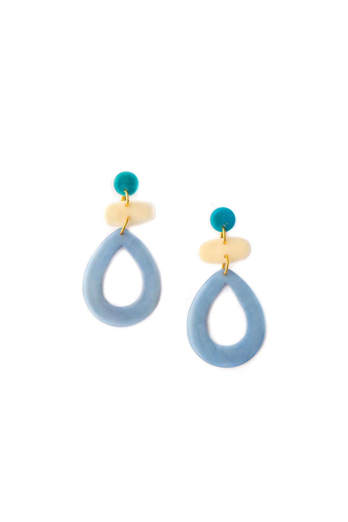 Organic Tagua Kylie Earrings - Biscayne Bay Blue