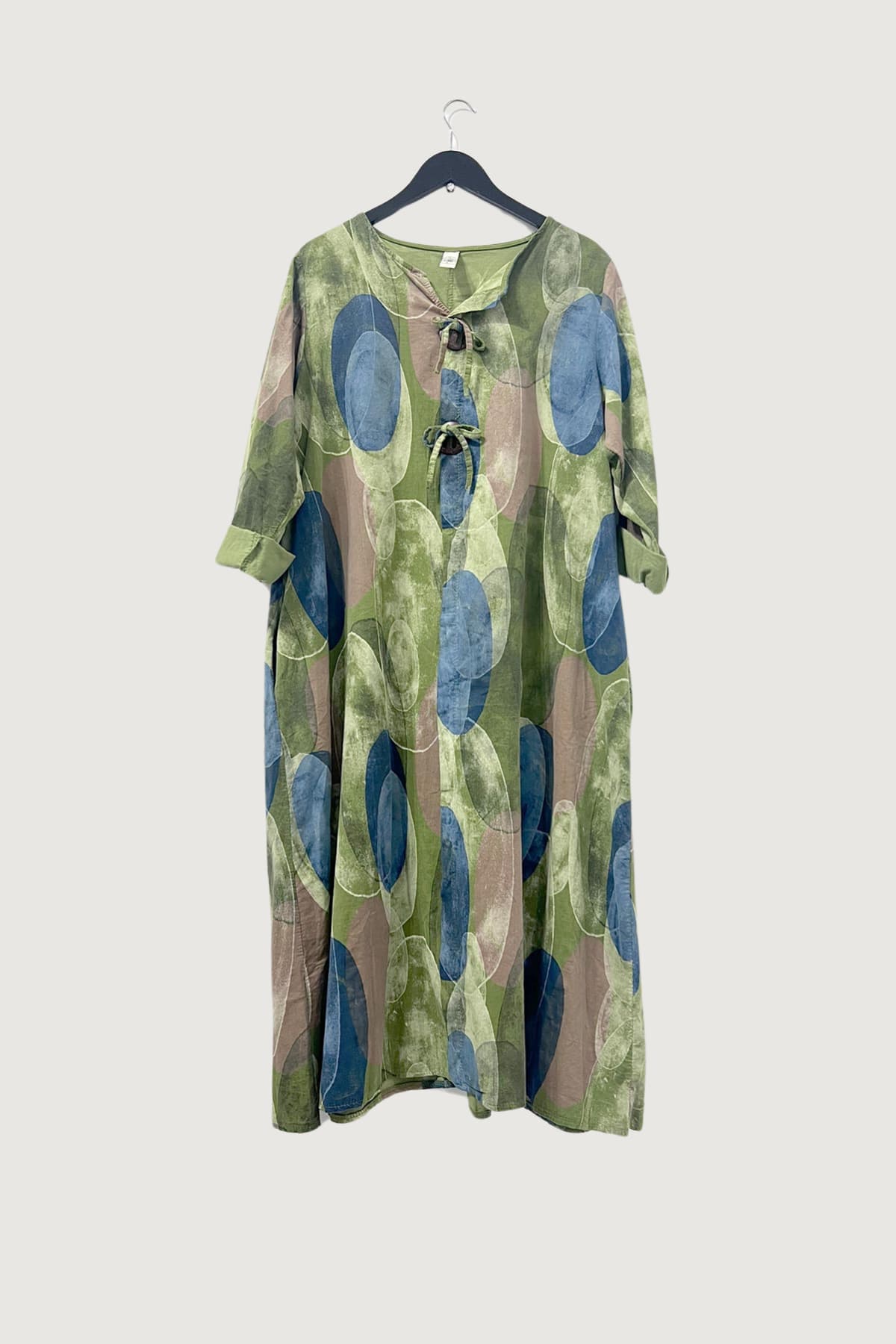 Mia Strada London Oversized Bubbles Cotton Dress In Green