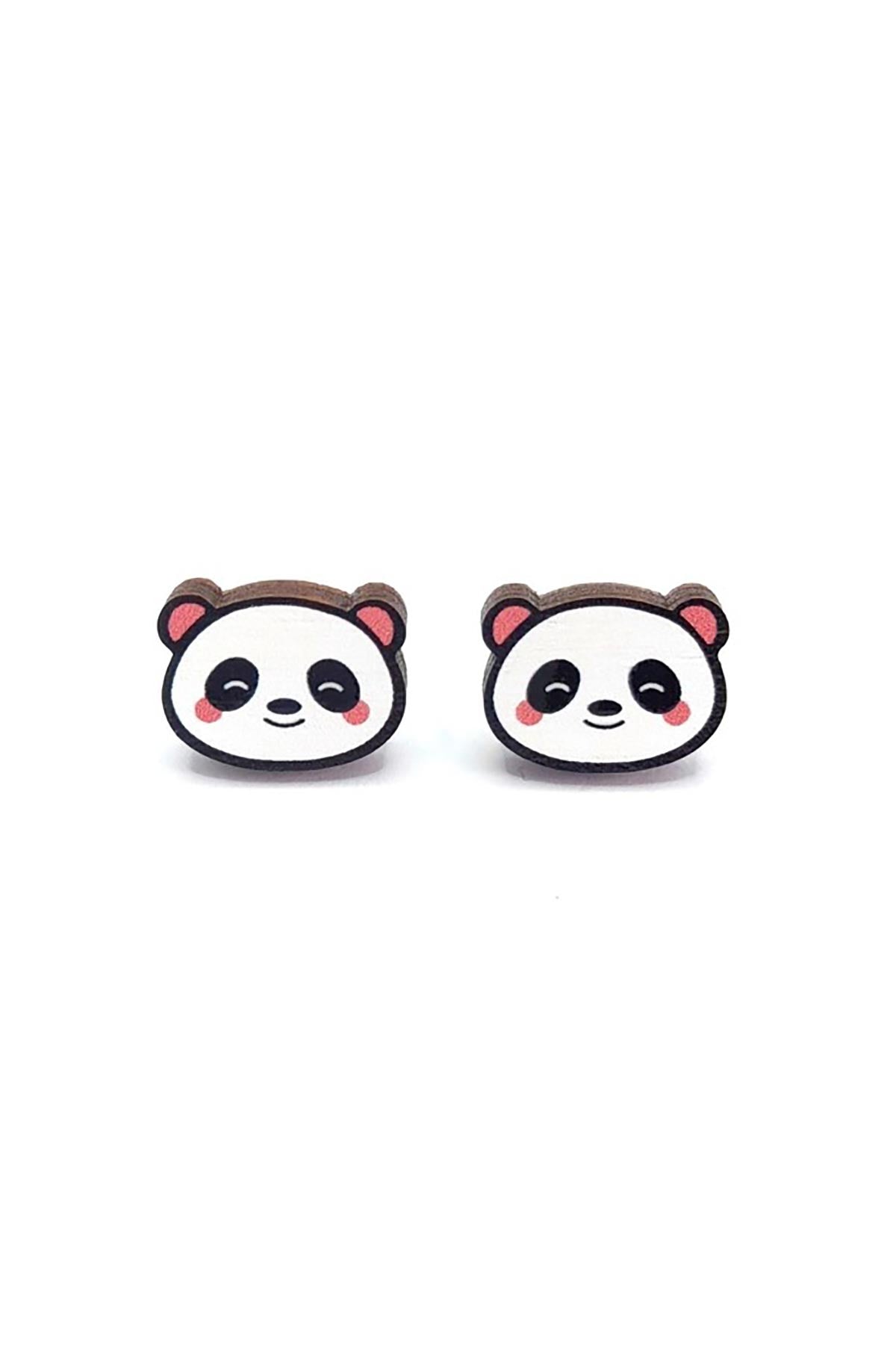 Prickle People Panda Wooden Stud Earrings