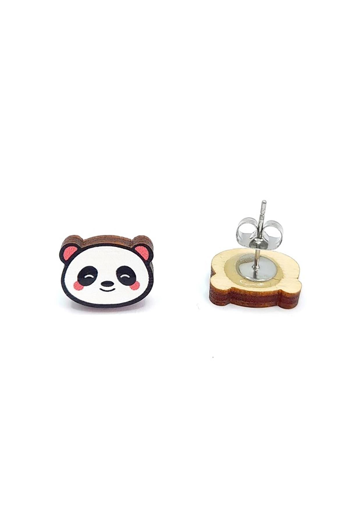 Prickle People Panda Wooden Stud Earrings