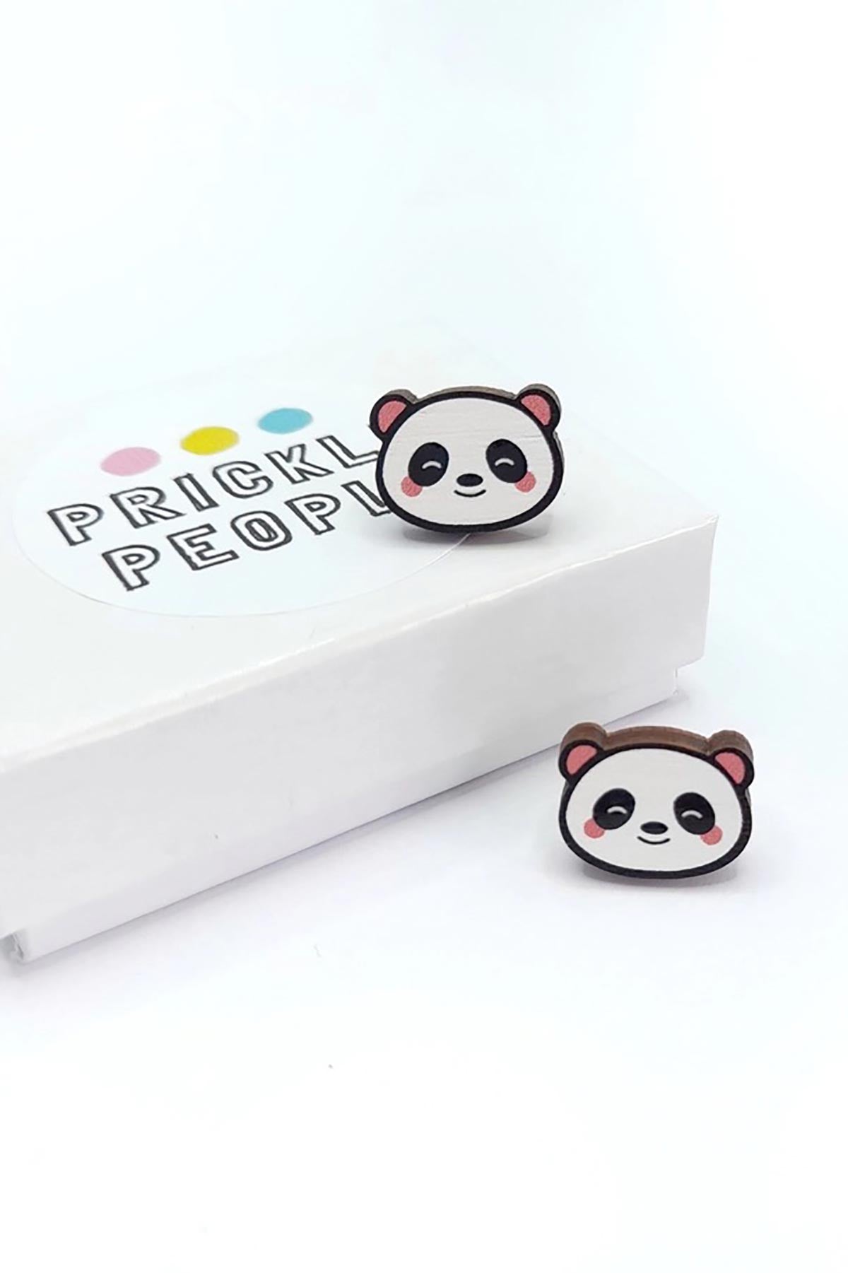 Prickle People Panda Wooden Stud Earrings