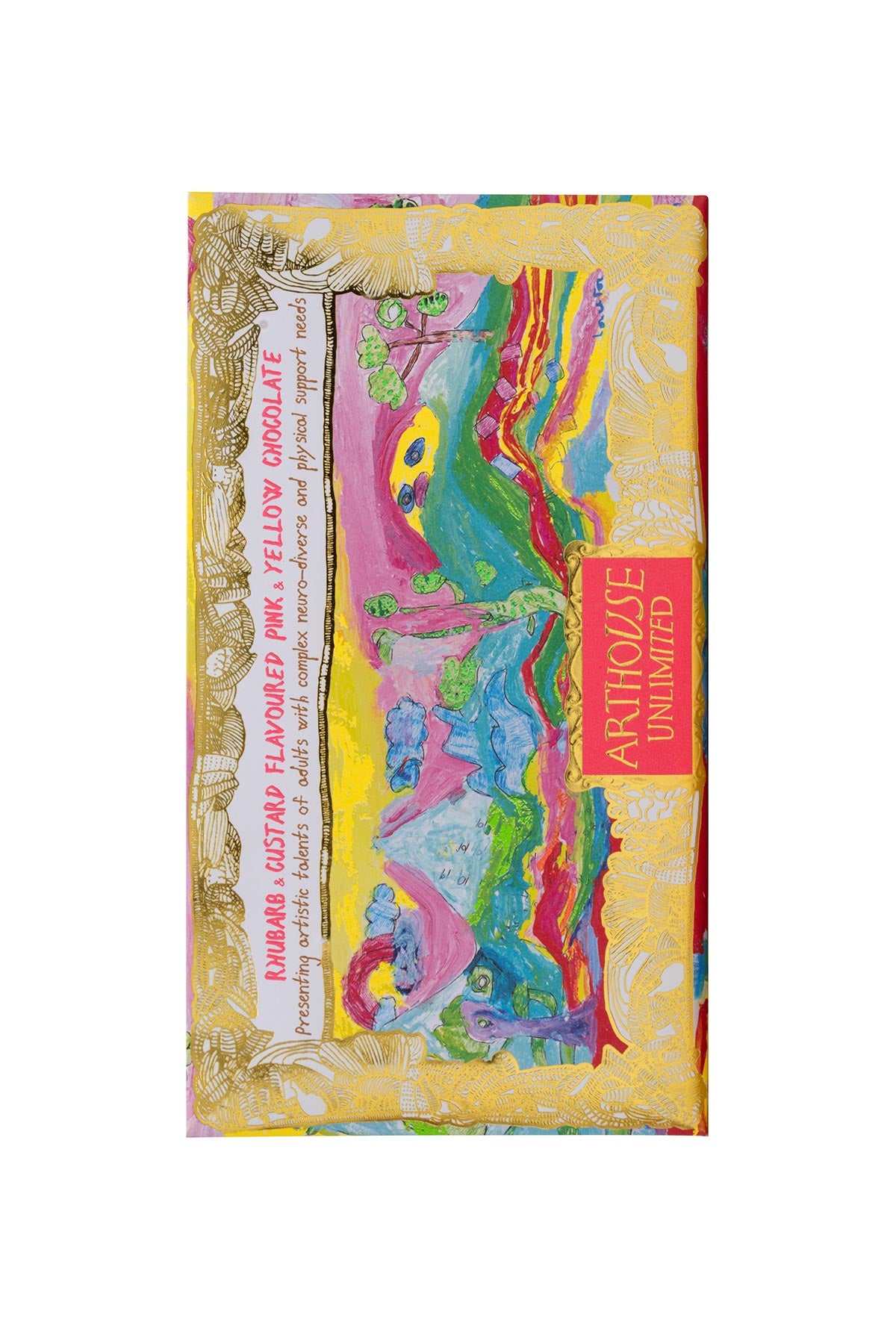 Arthouse Unlimited Peace Rhubarb & Custard Flavoured Pink & Yellow Chocolate Bar