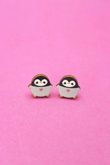 Prickle People Penguin Wooden Stud Earrings