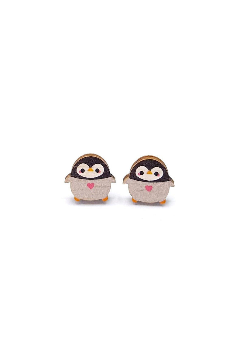 Prickle People Penguin Wooden Stud Earrings