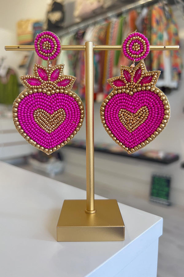 My Doris Pink Heart Statement Earrings