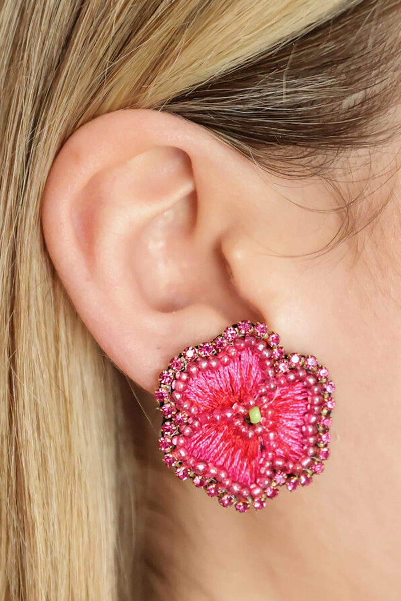 My Doris Pink Pansy Stud Earring