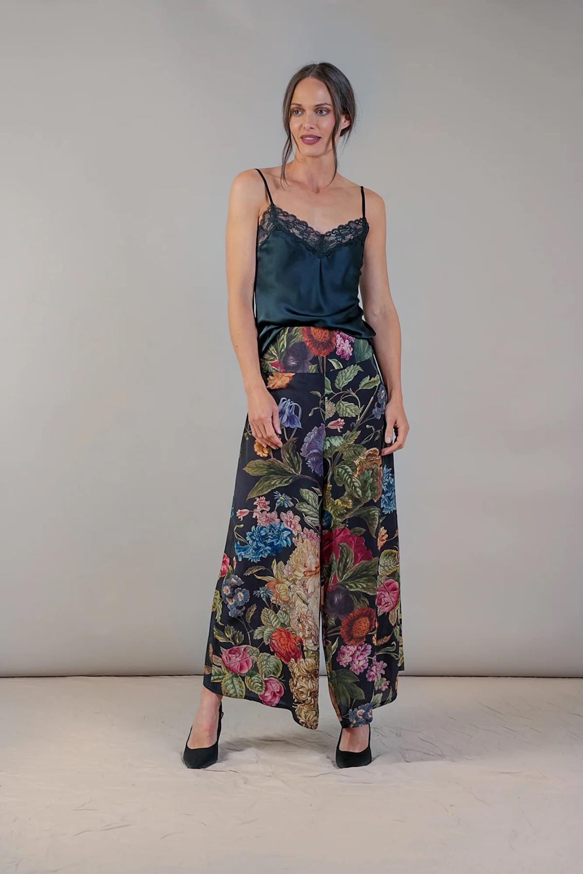 One Hundred Stars Primula Black Crepe Palazzo Pants