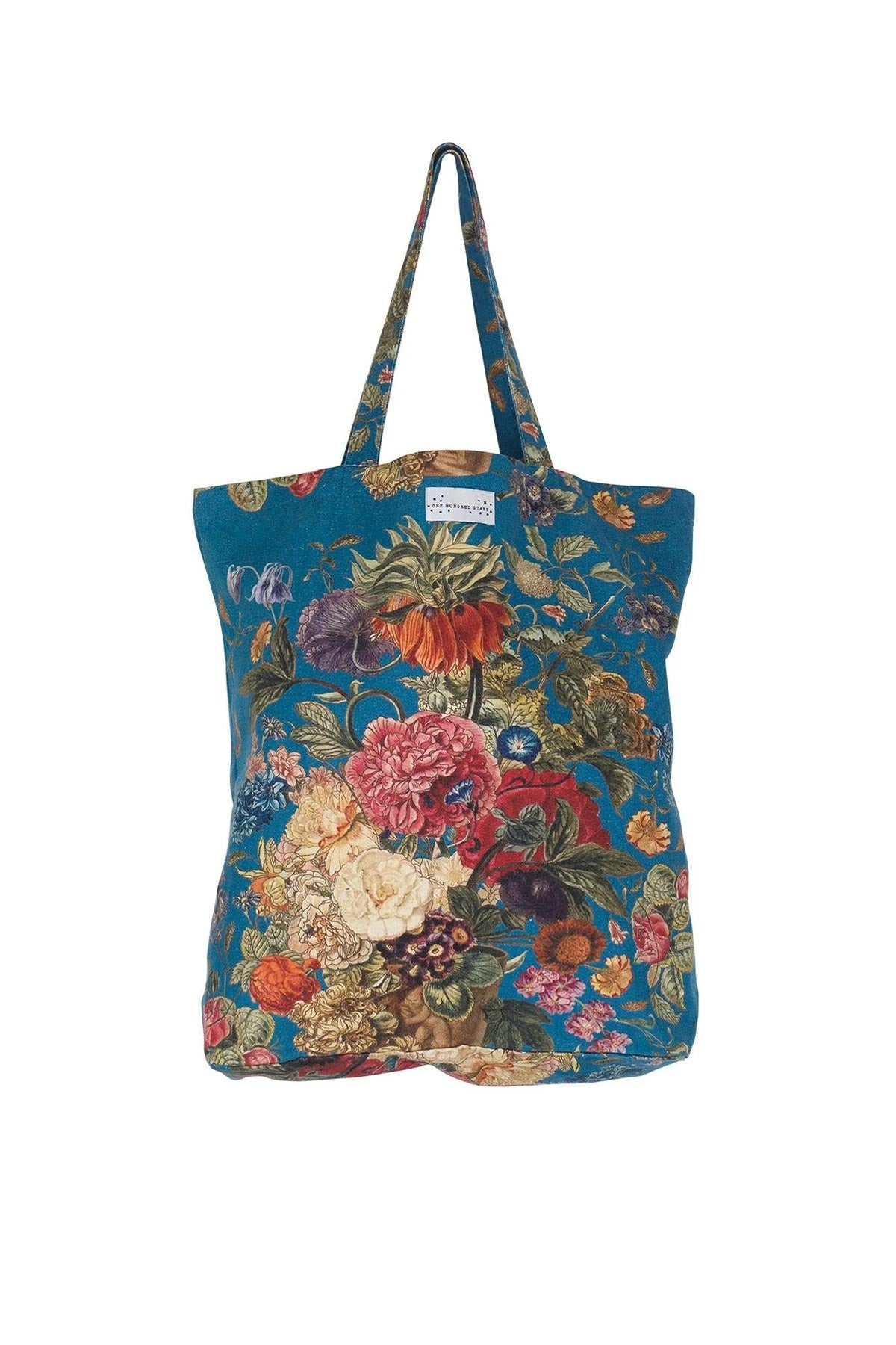 One Hundred Stars Primula Teal Canvas Bag