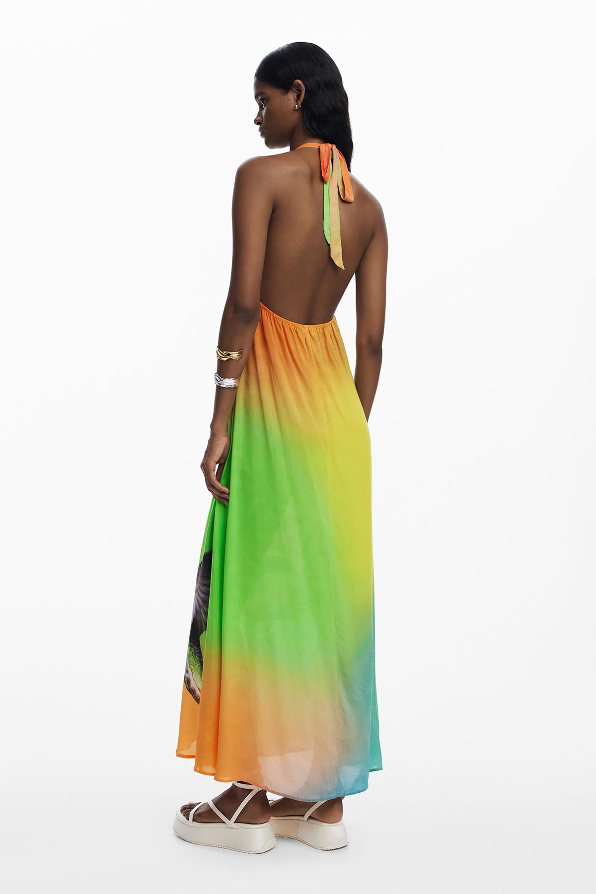 Desigual Printed Long Dress In Tutti Fruti