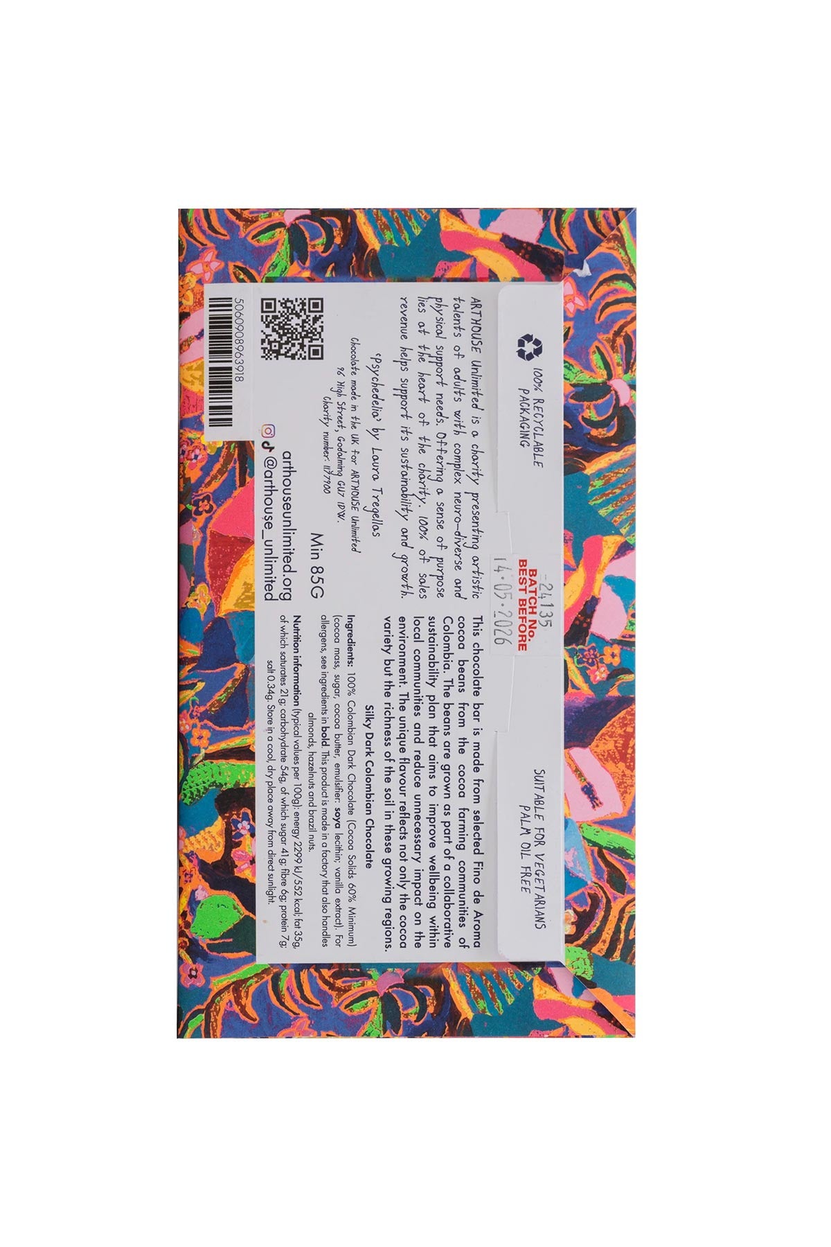 Arthouse Unlimited Psychedelia Silky Dark Colombian Chocolate Bar