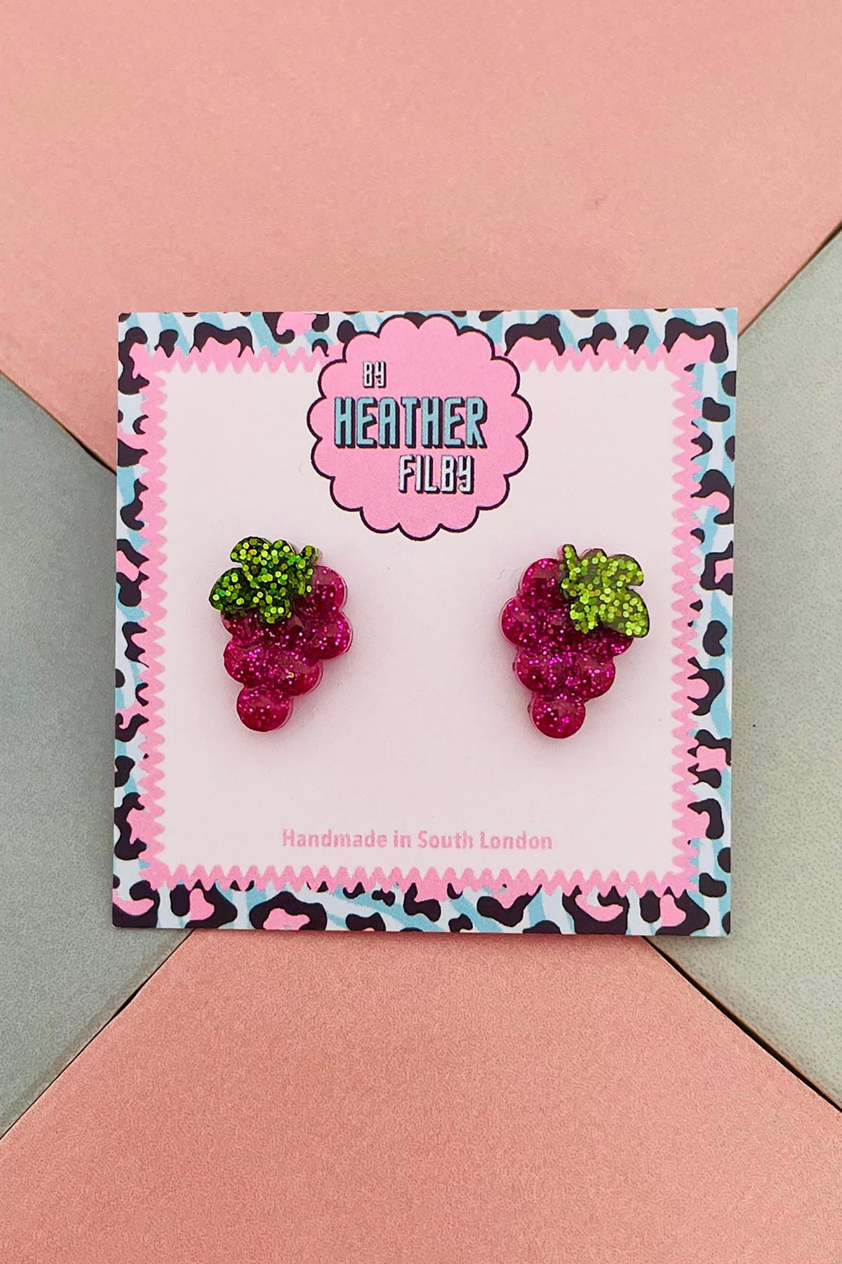 By Heather Filby Purple Grape Glitter Stud Earrings