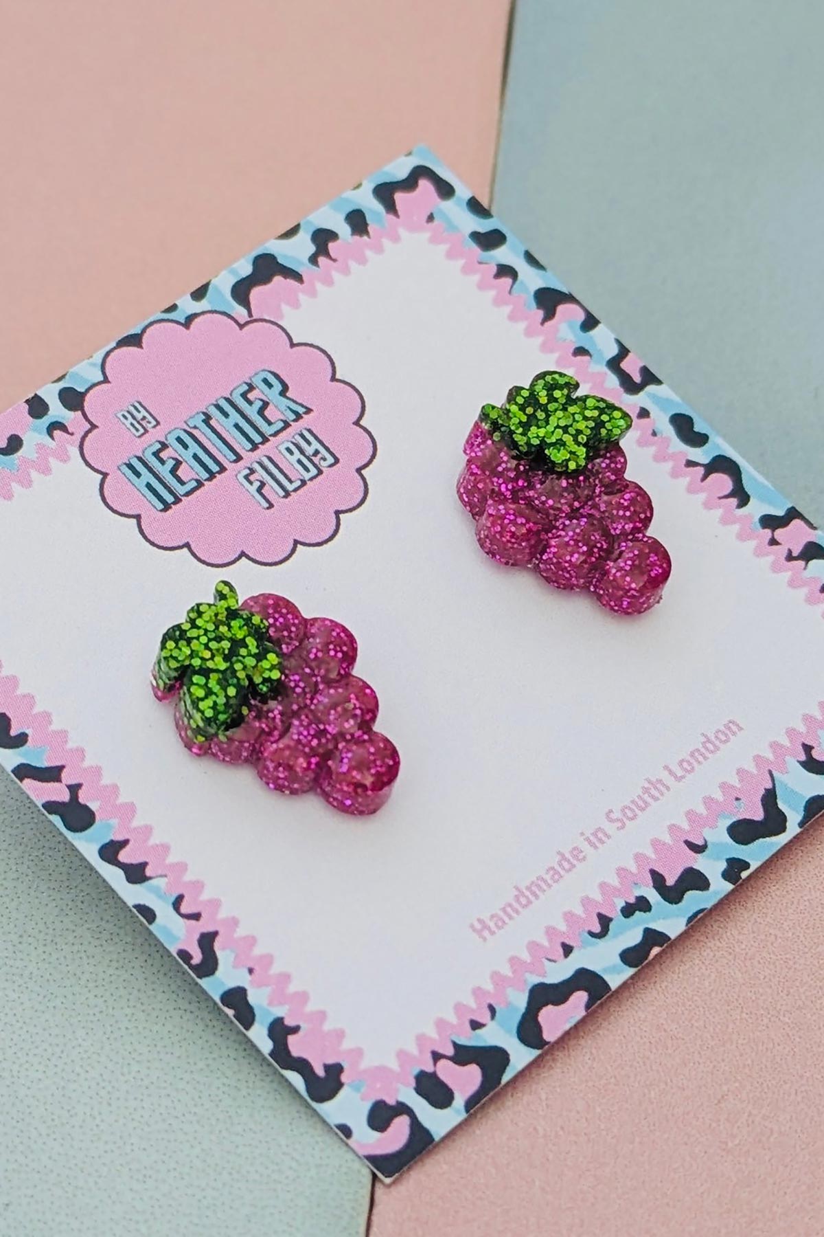 By Heather Filby Purple Grape Glitter Stud Earrings