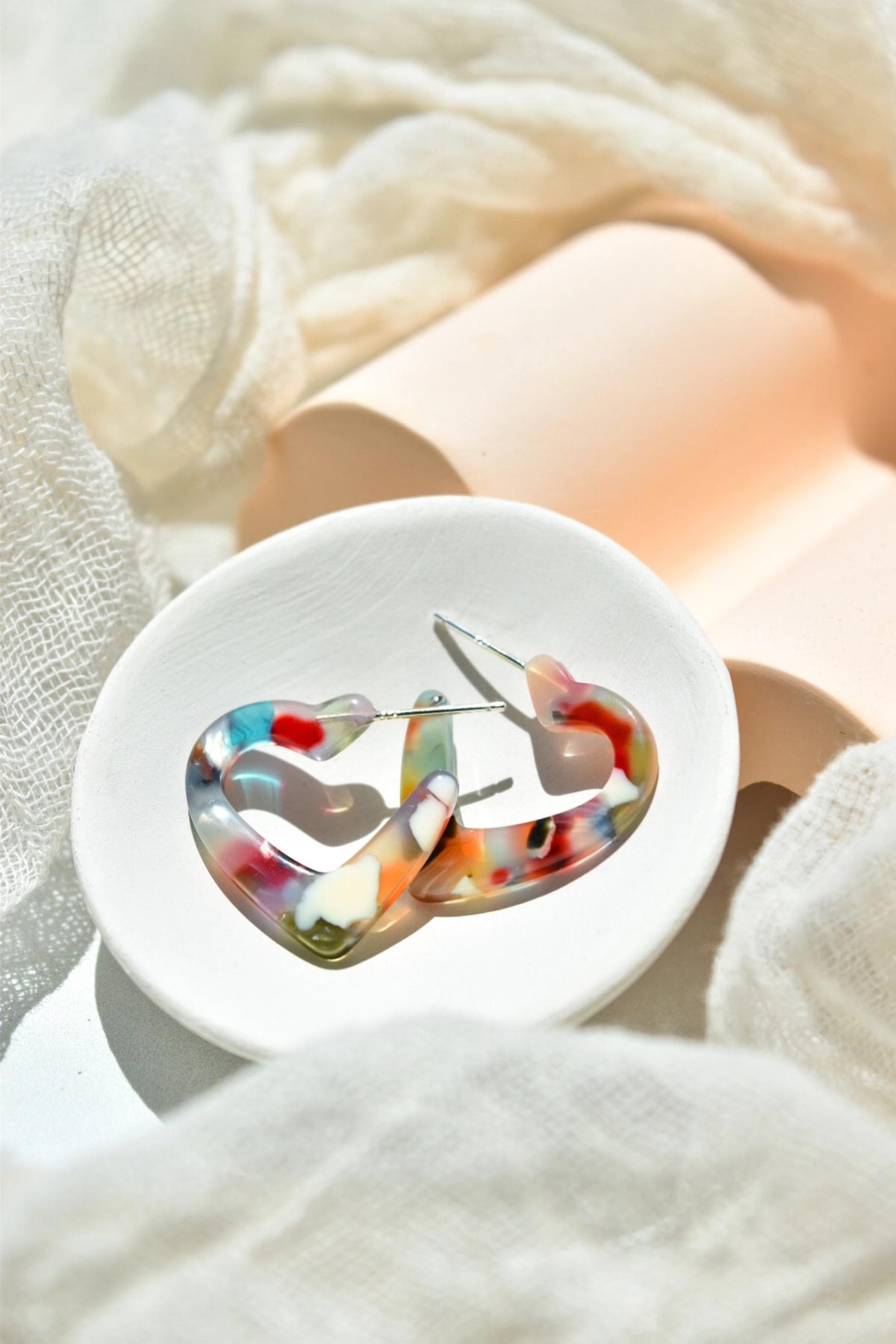 Fenna And Fei Rainbow Mini Heart Hoops