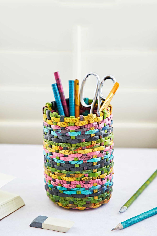 Paper High Round Recycled Newspaper Pencil Holder