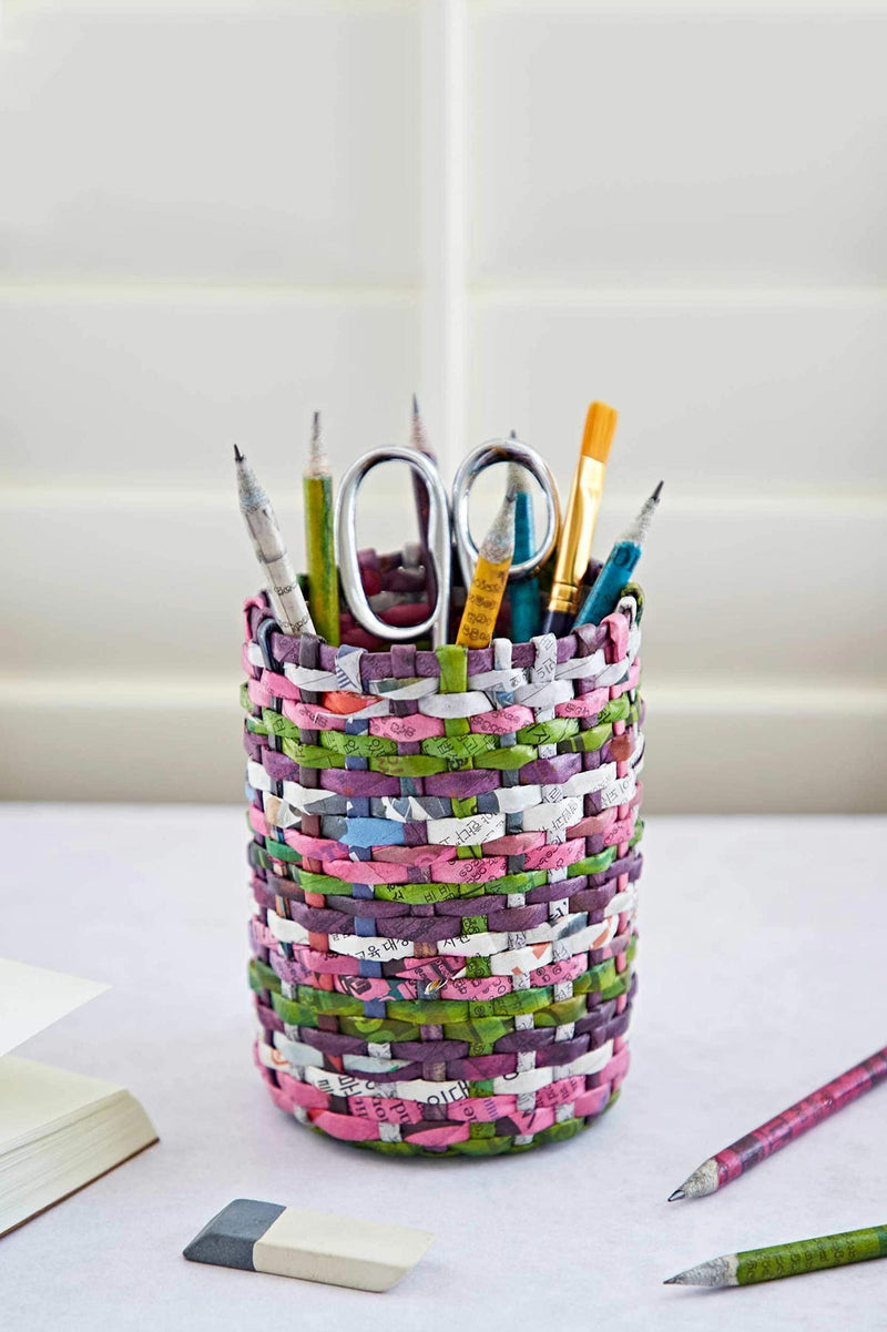 Paper High Round Recycled Newspaper Pencil Holder