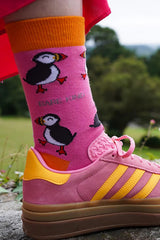 Bare Kind Save The Pink Puffin Bamboo Socks