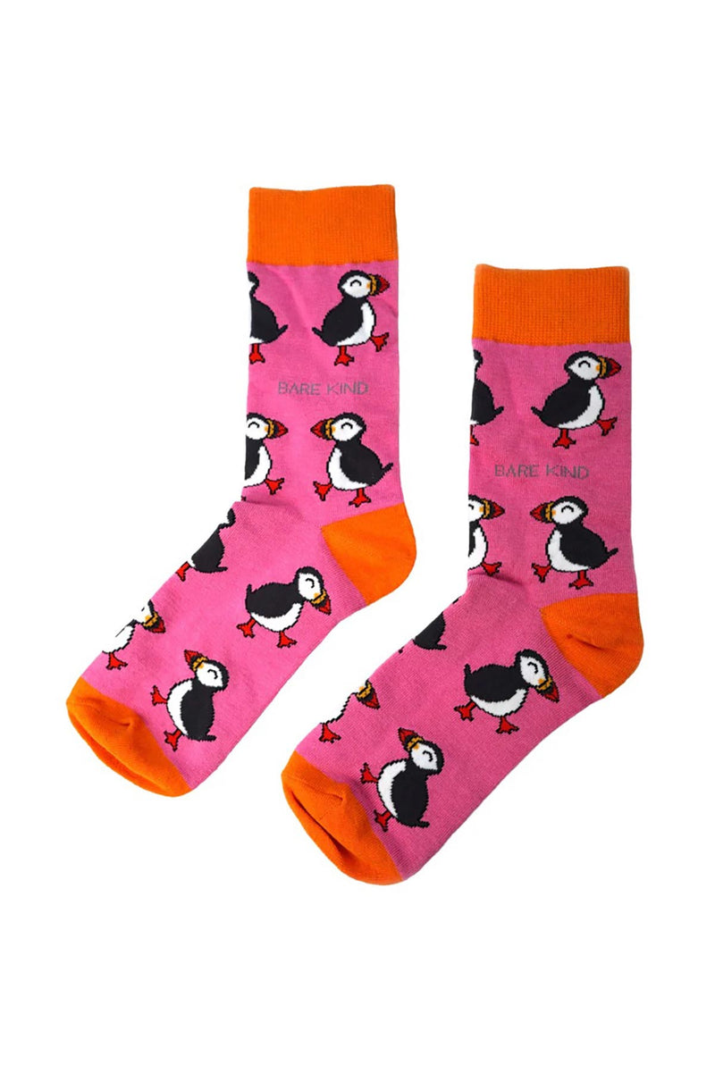 Bare Kind Save The Pink Puffin Bamboo Socks