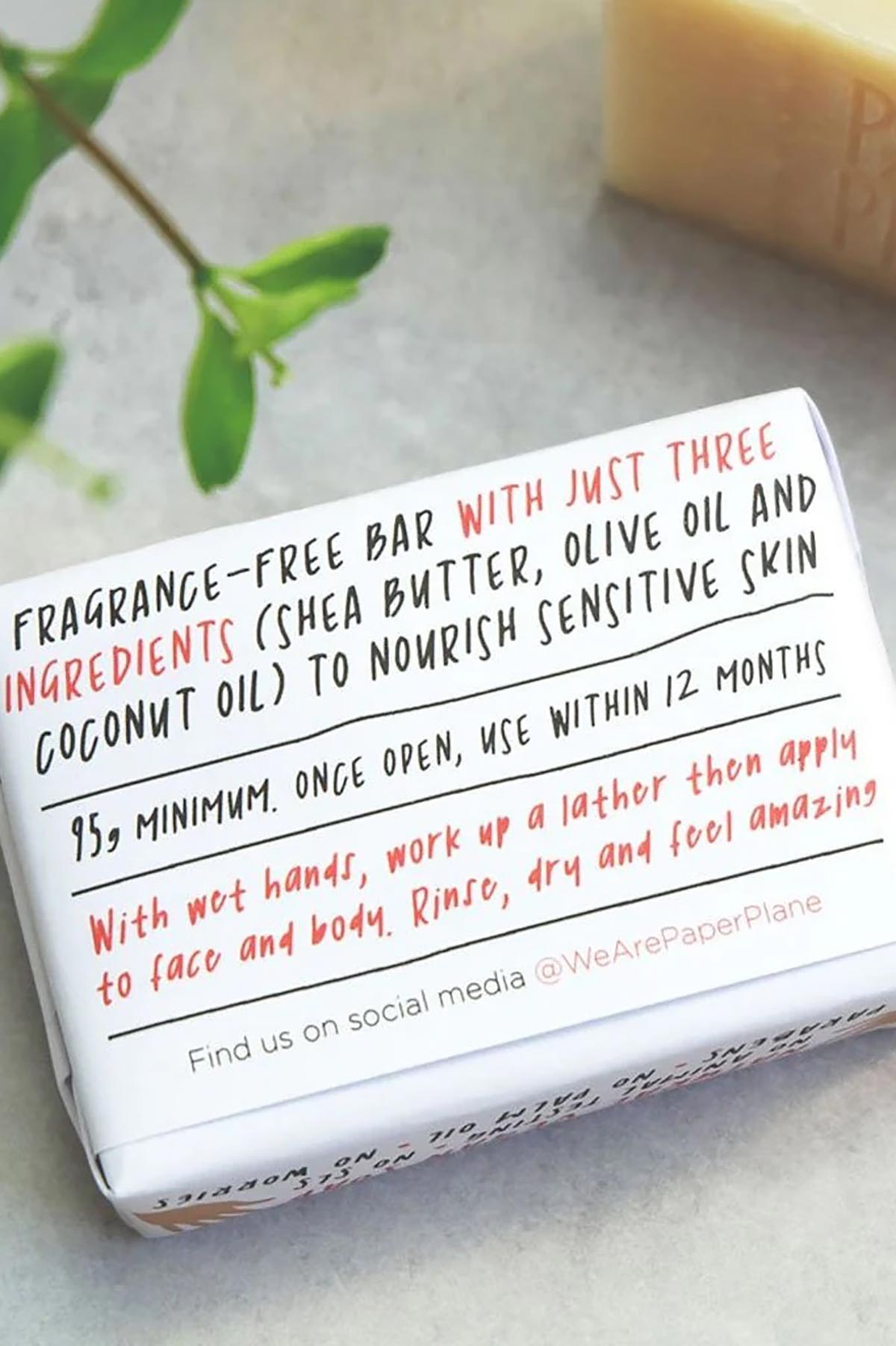 Paper Plane Sensitive Skin Soap 100% Natural Vegan Plastic-Free