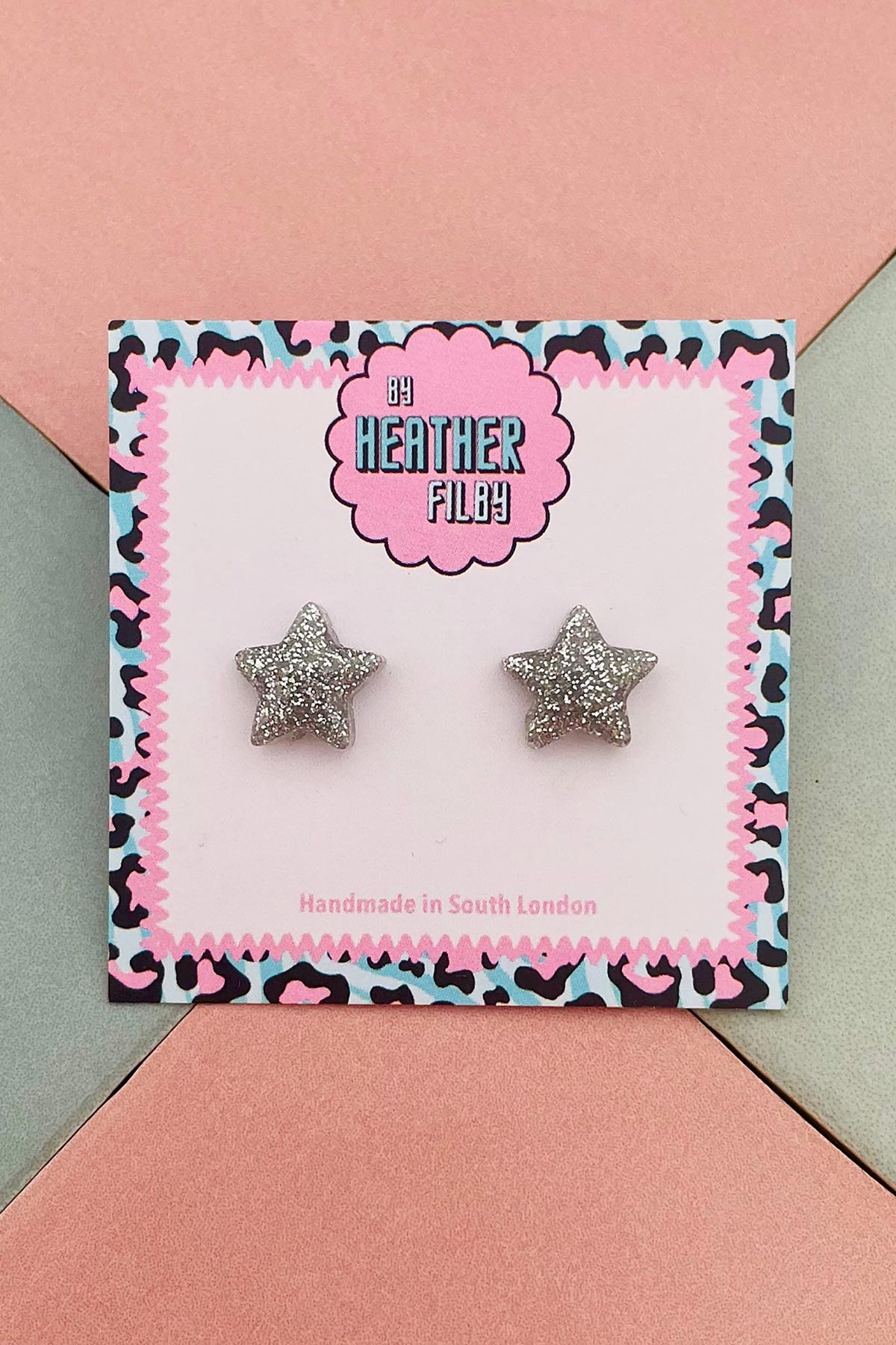 By Heather Filby Silver Star Glitter Stud Earrings