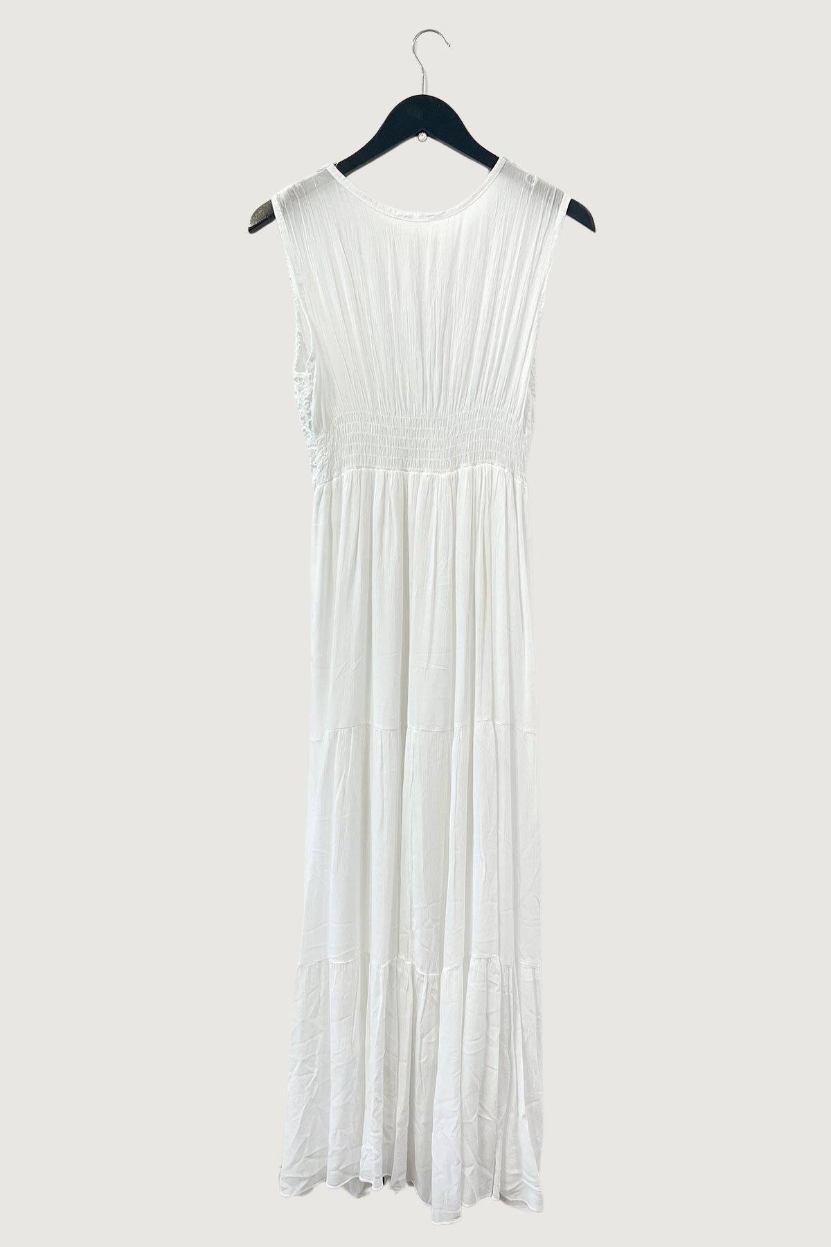 Mia Strada Sleeveless Lace Front Maxi Dress in White