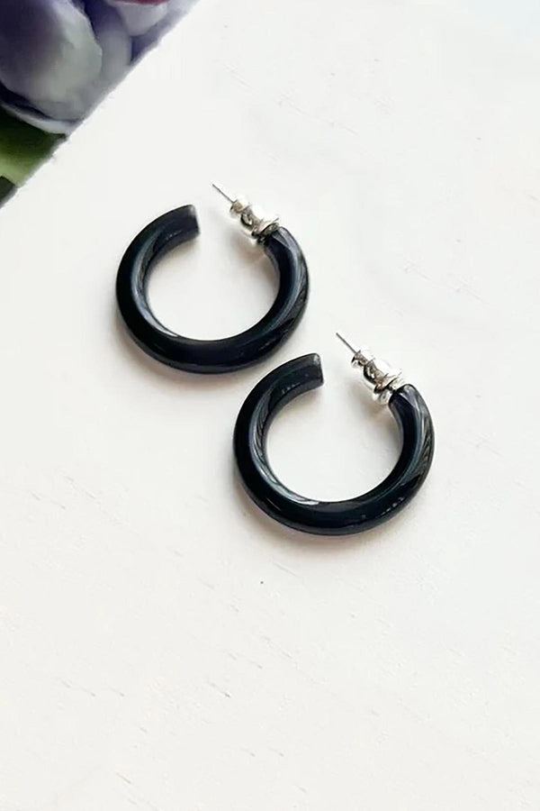 FennaAndFei Small Hoop Earrings In Bio Black