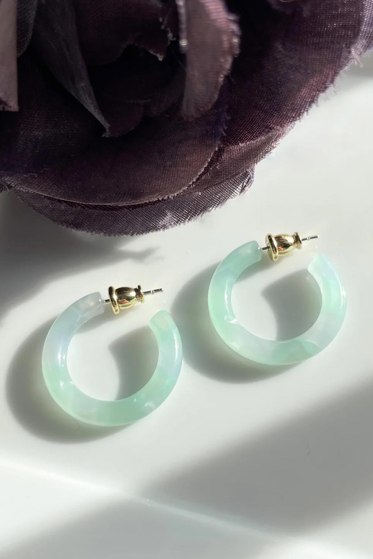 FennaAndFei Small Hoop Earrings In Lily Pad