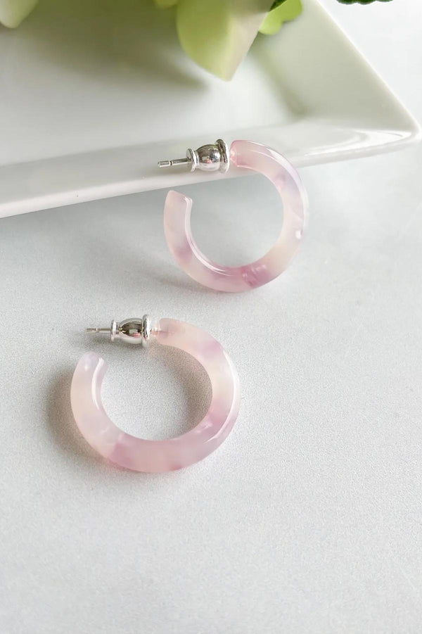 FennaAndFei Small Hoop Earrings In Pink Pegasus