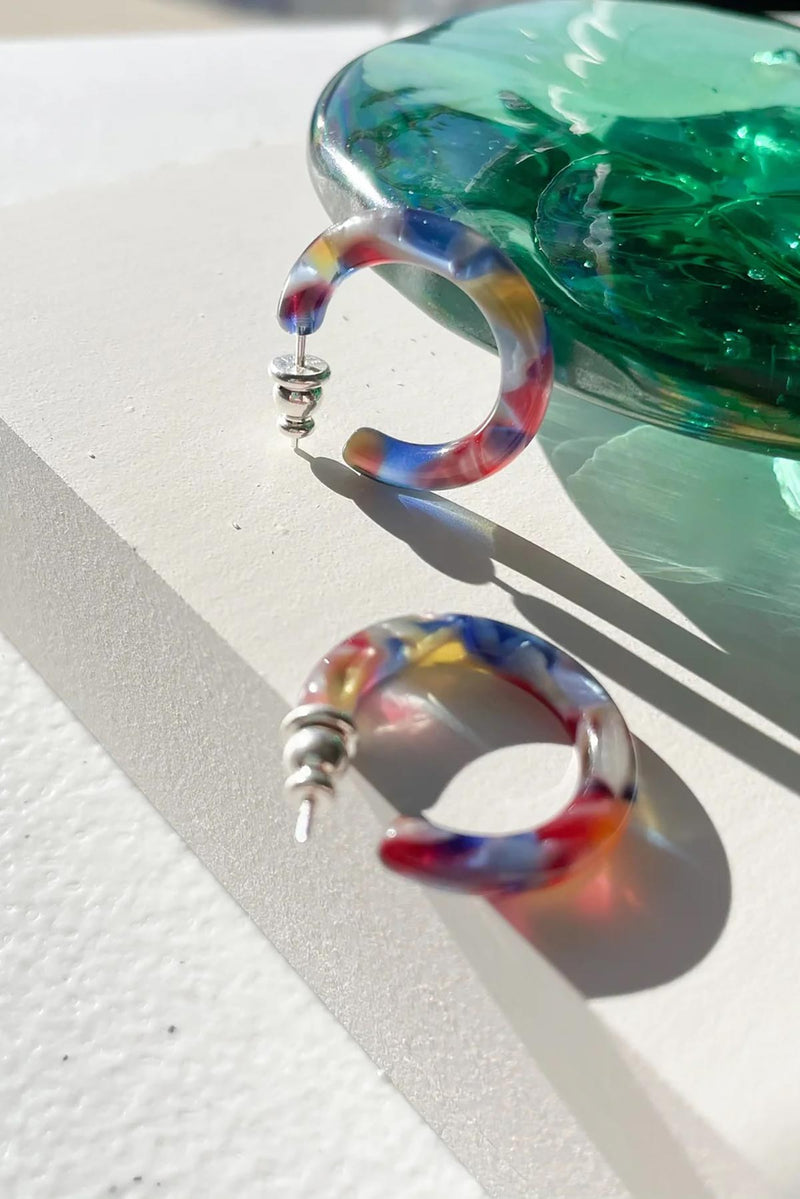 FennaAndFei Small Hoop Earrings In Stained Glass