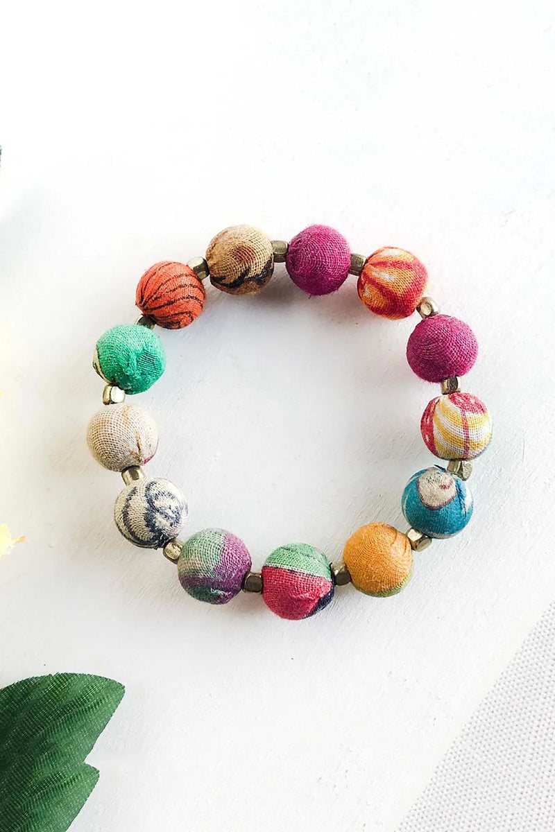 World Finds Small Kantha Bauble Bracelet