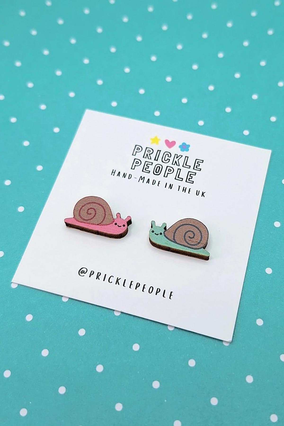 Prickle People Snail Wooden Stud Earrings