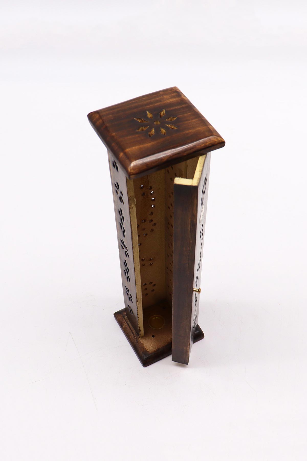 Ancient Wisdom Square Incense Tower Natural Mango Wood