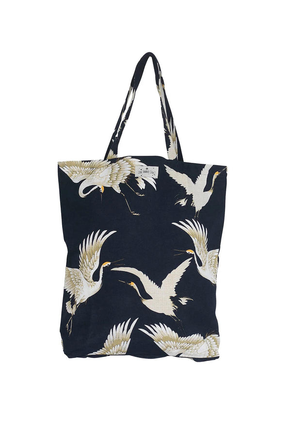 One Hundred Stars Stork Black Canvas Bag