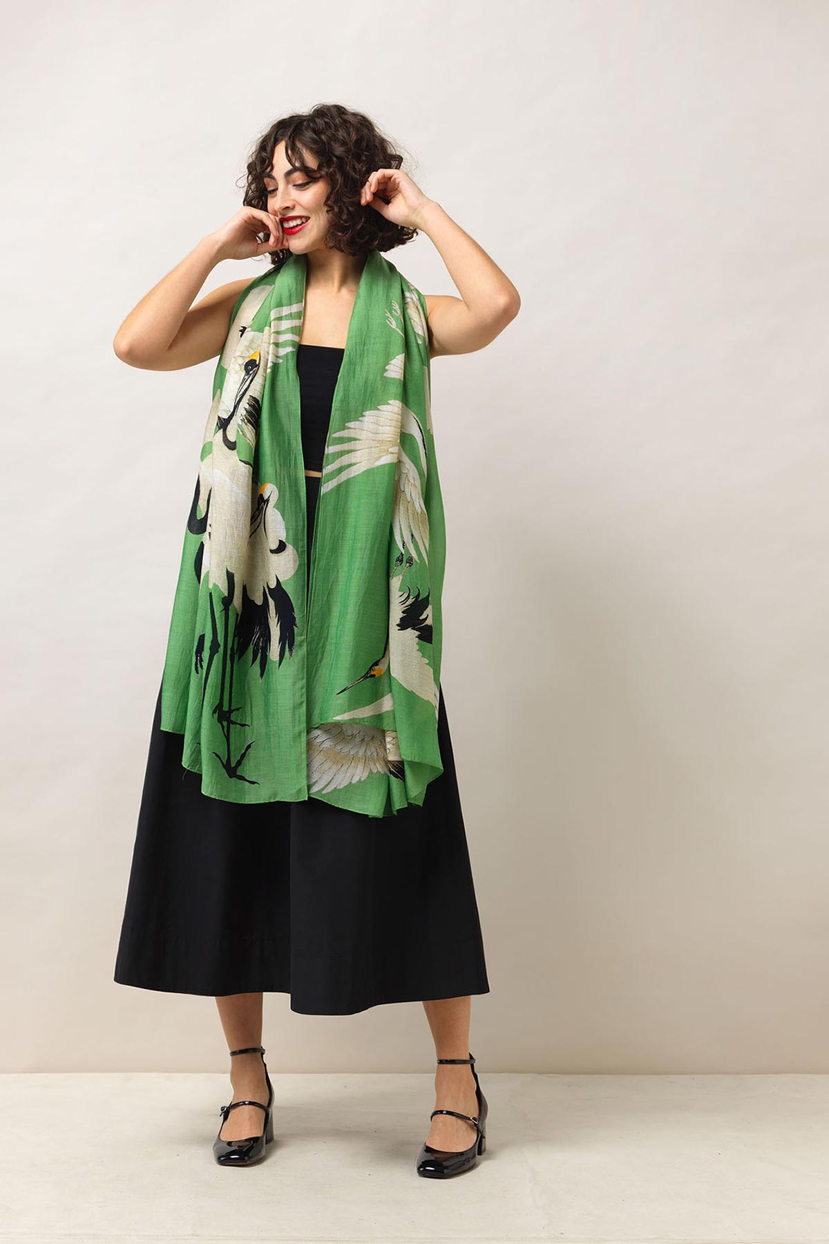 One Hundred Stars Stork Pea Green Scarf