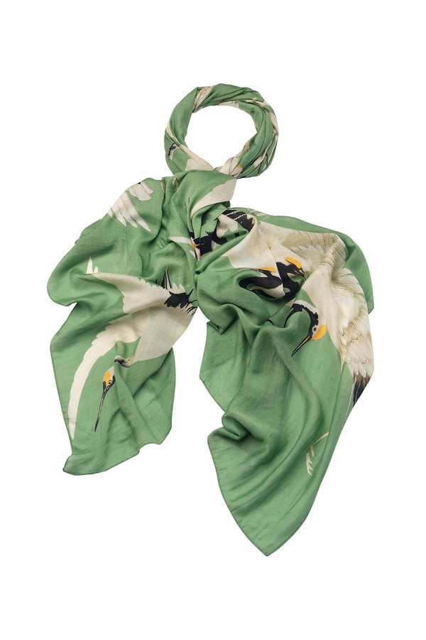 One Hundred Stars Stork Pea Green Scarf