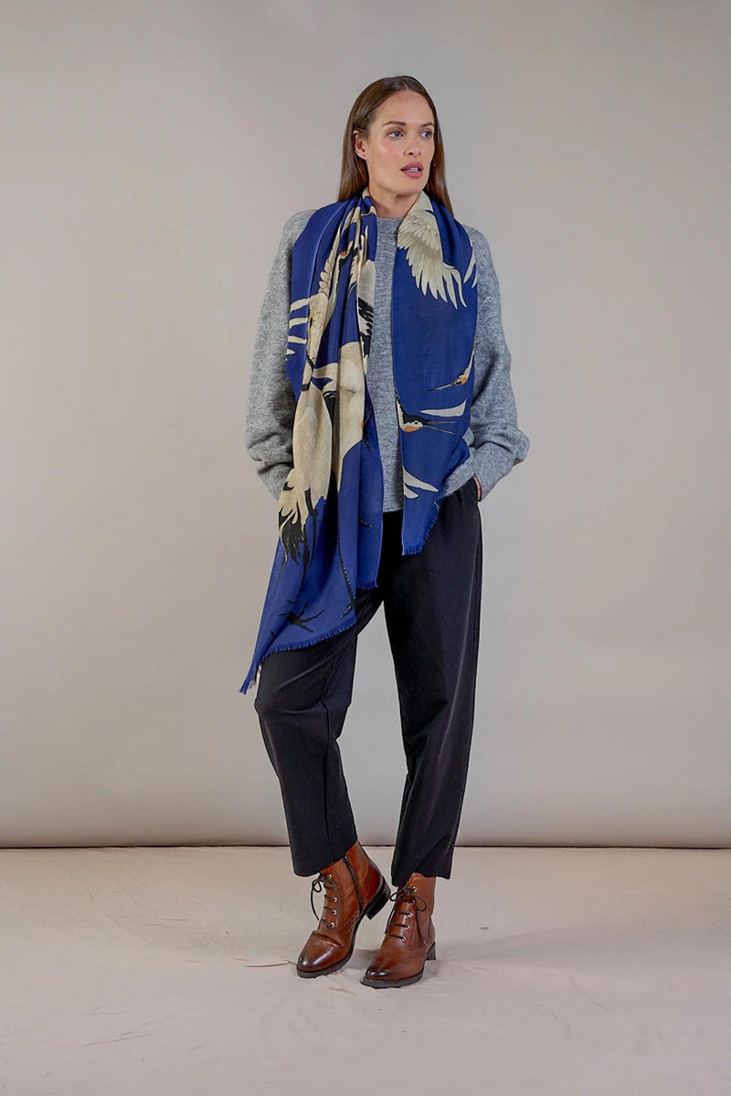 One Hundred Stars Stork Royal Blue Wool Scarf